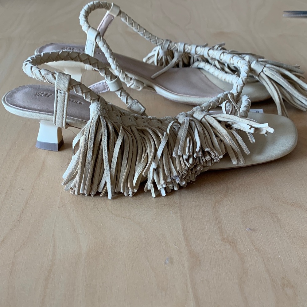H&M Beige Fringe Sandals